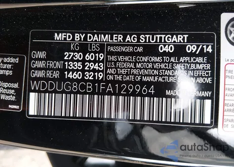 2015 Mercedes-Benz S 550 z USA, uszkodzony, nr VIN WDDUG8CB1FA129964